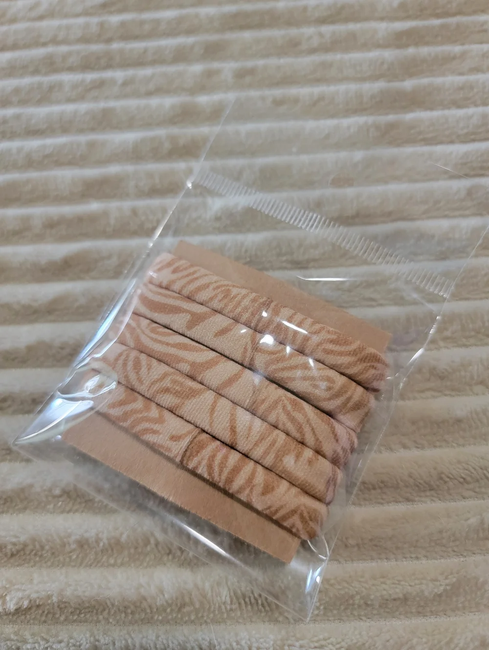 5pcs Neutral Beige Tiger Stripe Hair Ties